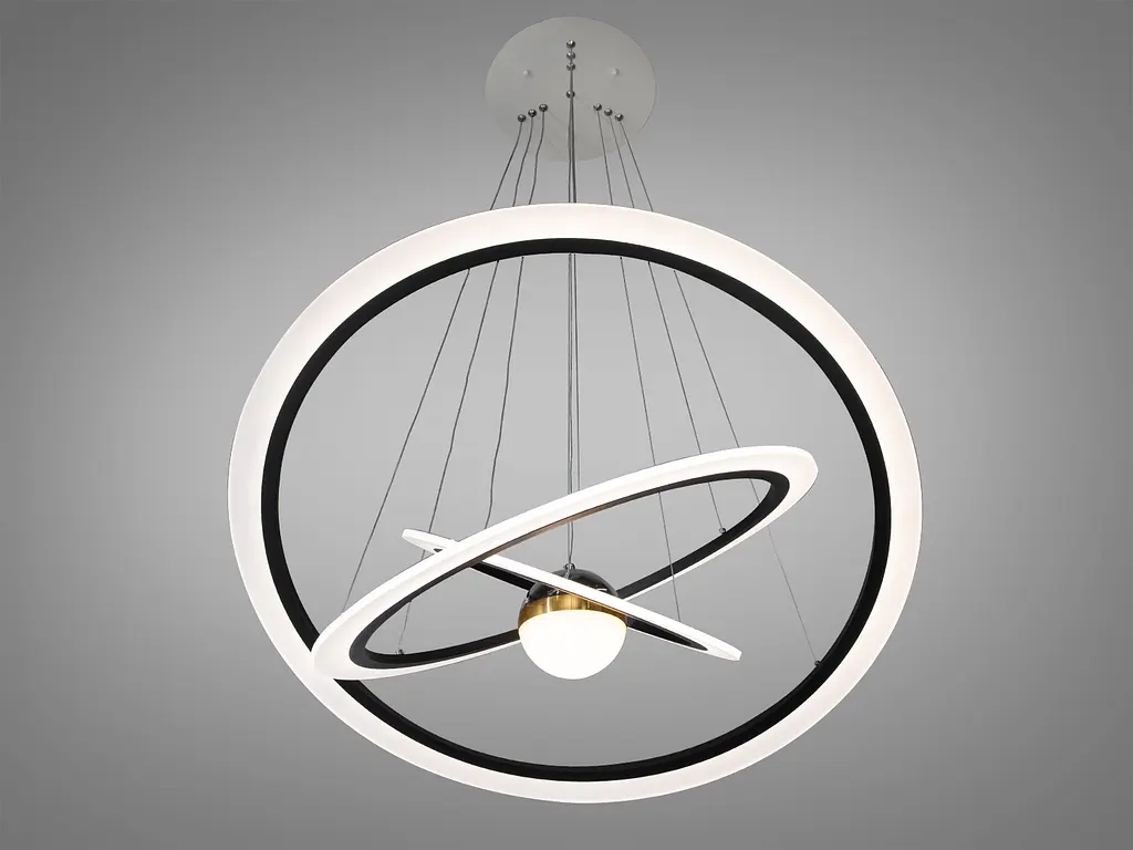 Світлодіодна люстра з додатковим підсвічуванням,140 Вт, чорна - фото 2