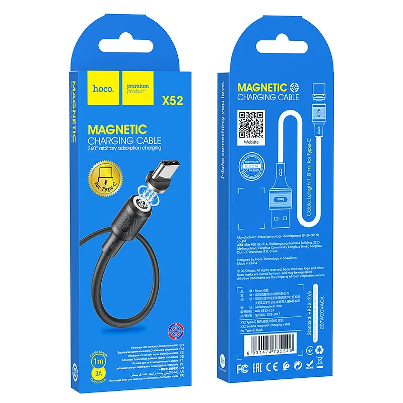 Кабель Hoco X52 Sereno magnetic charging cable for Type-C Black - фото 3