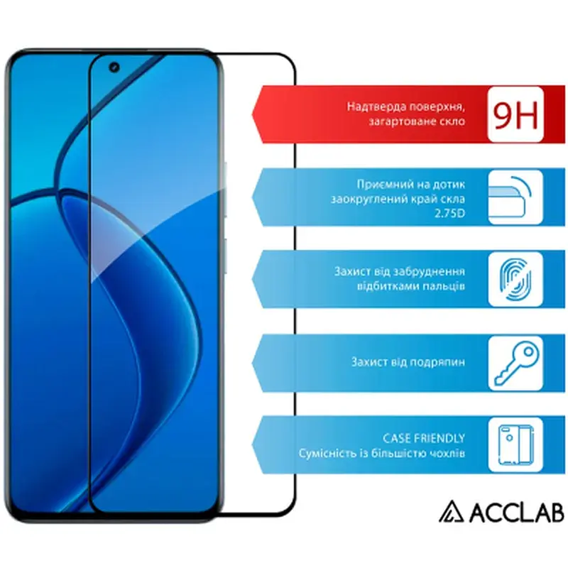 Скло захисне ACCLAB Full Glue Realme 12 4G Black (1283126598869) - фото 3