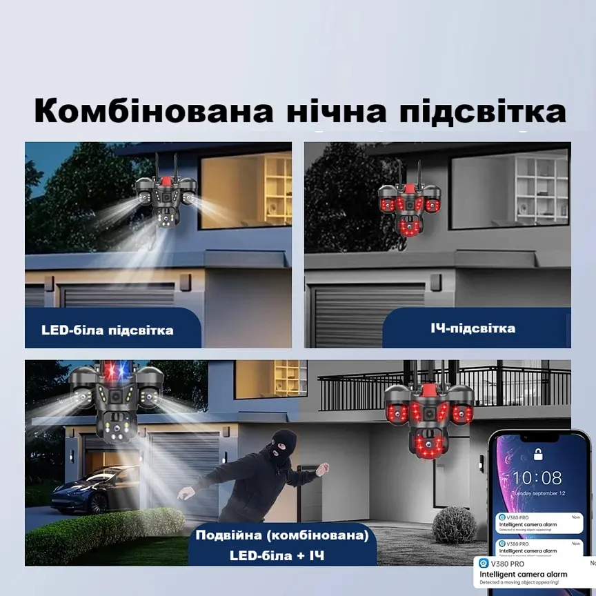 Вулична 4G камера VTS29-G 15Мп  з 3 лінзами  сонячна панель зарядки акумулятор 8000мАг  PIR сенсор руху - фото 7