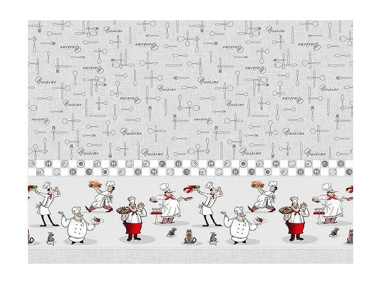Скатертина Ecotton 150х180 см бавовняна з рогожки біла світло-сіра 30161-1 Шеф-повар (21413) - фото 4