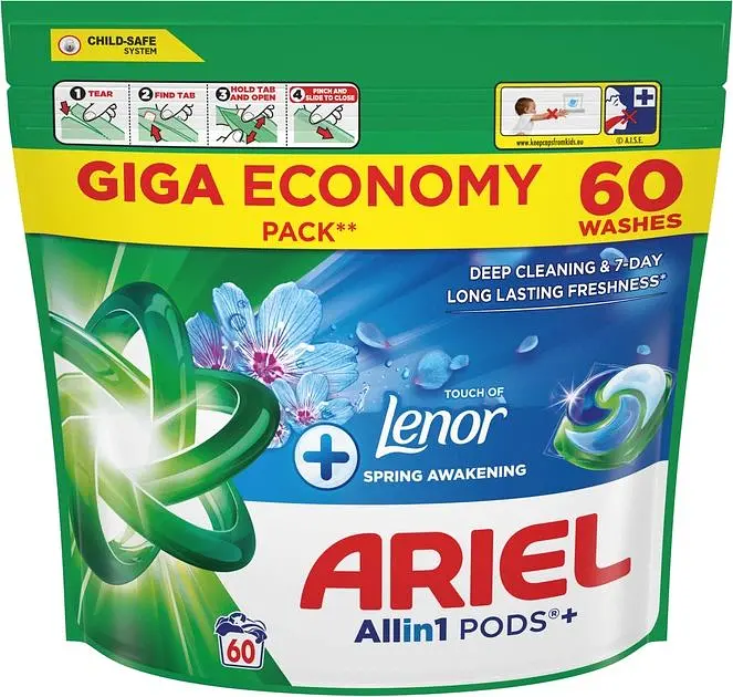 Капсули для прання Ariel Все-в-1 Дотик Lenor Пробудження весни 60 шт - фото 2