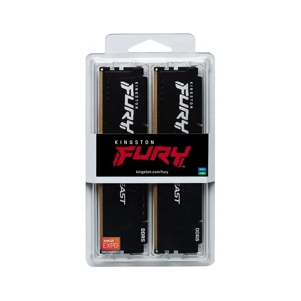 Модуль памяти для компьютера DDR5 64GB (2x32GB) 5600 MHz Fury Beast Black Kingston Fury (ex.HyperX) (KF556C36BBE2K2-64) - фото 6