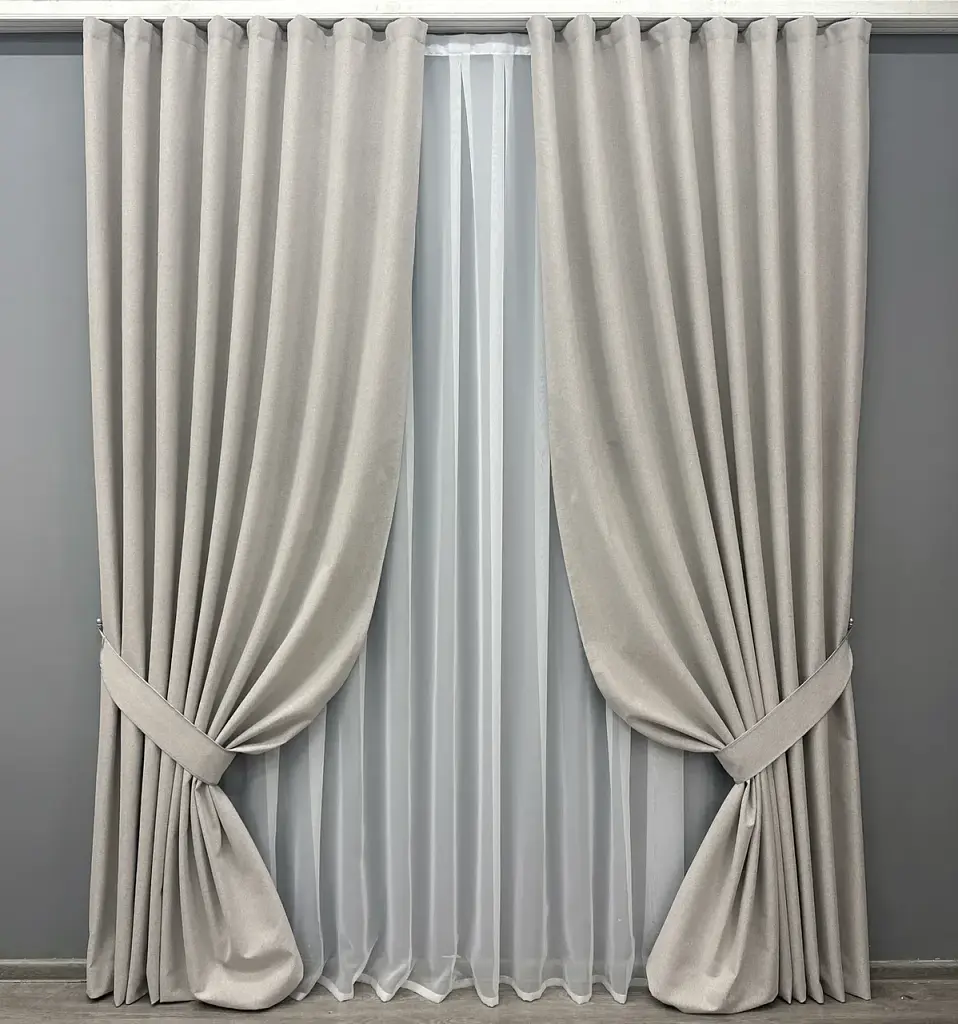 Комплект штор VR-Textil Ashen Night блекаут 2 шт 150x290 см попелястий (1842ш) - фото 2