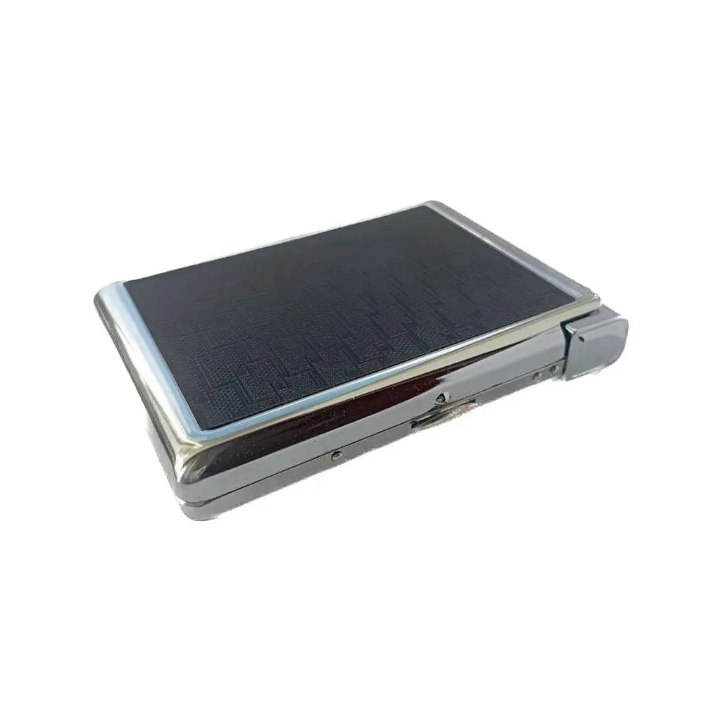 Портсигар на 20 сигарет с зажигалкой №3308 Black Silver (10839) - фото 3