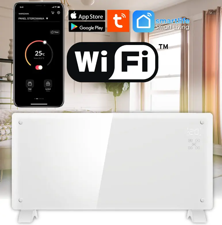 Конвекторный обогреватель 2в1 Thunder MODERN 2000W Wi-Fi White - фото 2