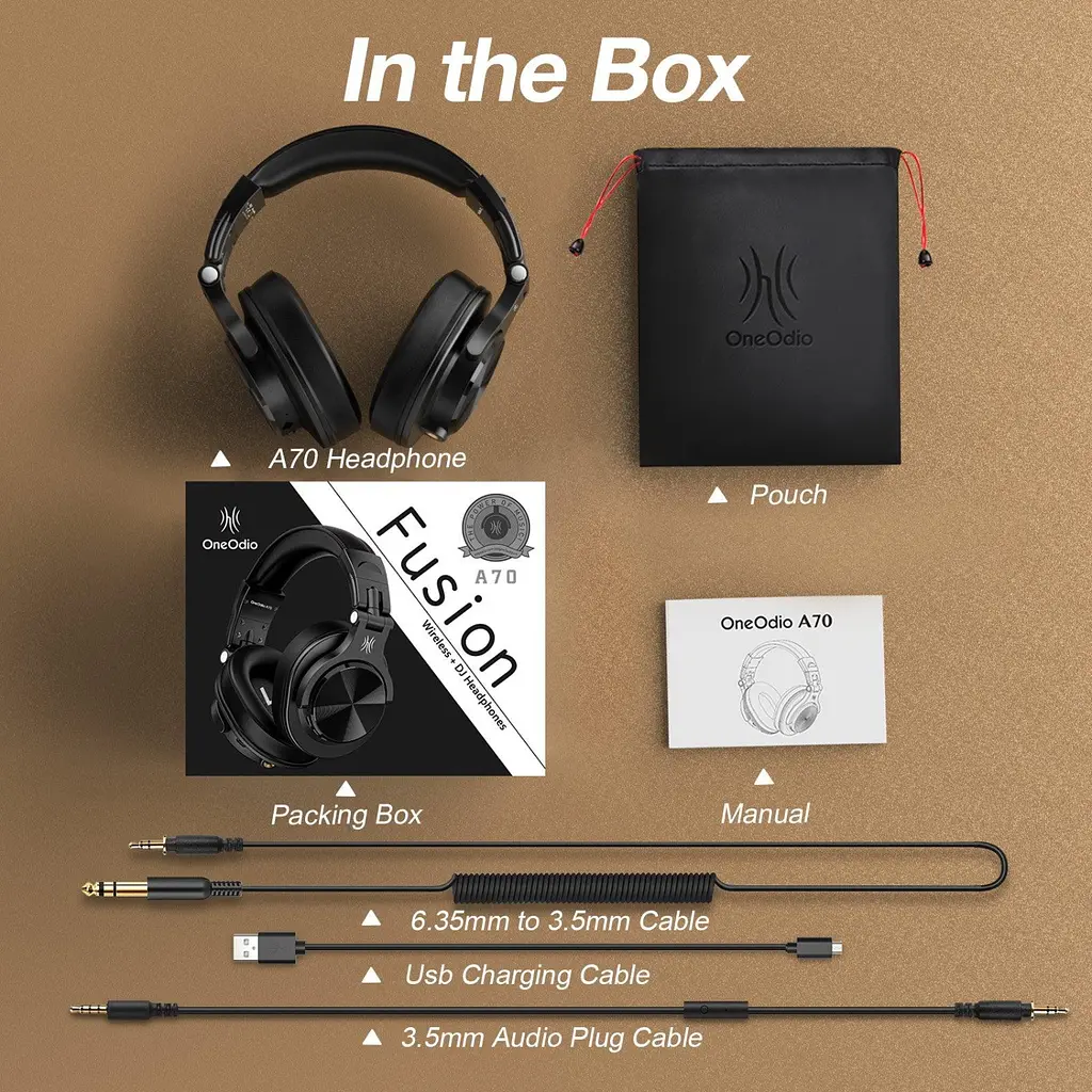 Гарнитура OneOdio Fusion A70, Bluetooth+3,5мм/6,35мм, Black - фото 6