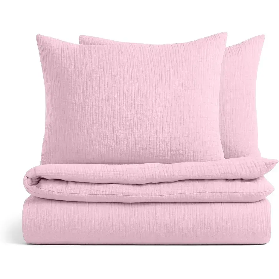 Комплект постільної білизни Cosas двоспальний без простирадла муслін BABY BLUSH 180 x 220 см (Set_Muslin_009BabyBlush_180_2)