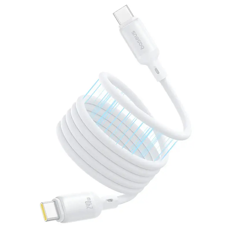 Дата кабель Baseus PicoGo Magnetic Liquid Silicone Type-C to Type-C 240W (1m) (P10376800) Moon White - фото 3