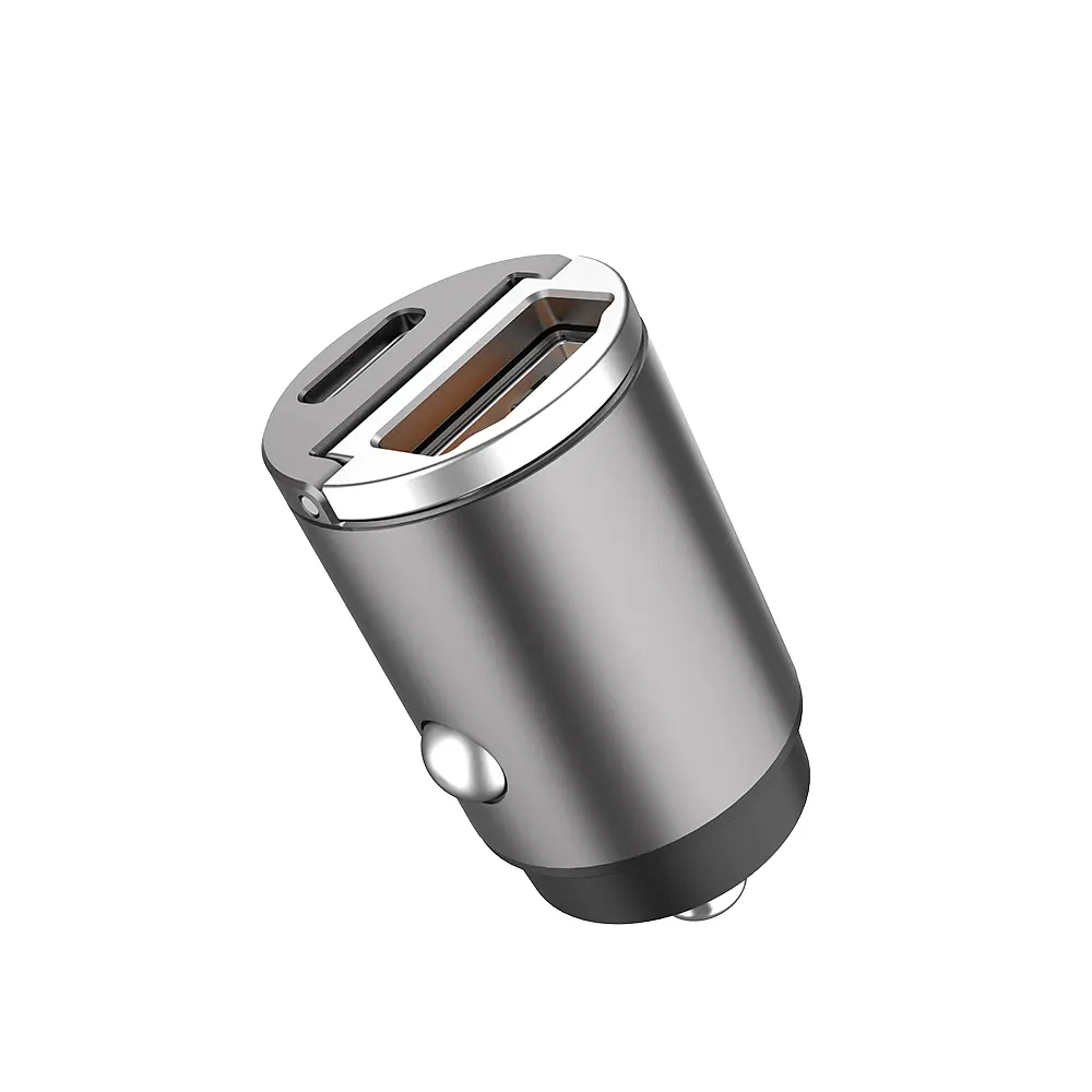 Автомобільний зарядний пристрій Aspor A908 Mini Metal (USB/USB-C/4.8A/30W)- графітовий - фото 2