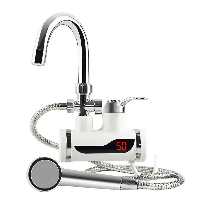 Міні бойлер + душ Water Heater MP 5208, проточний електричний водонагрівач 3000 Вт з LCD-дисплеєм, бічне під'єднання, шланг - фото 3