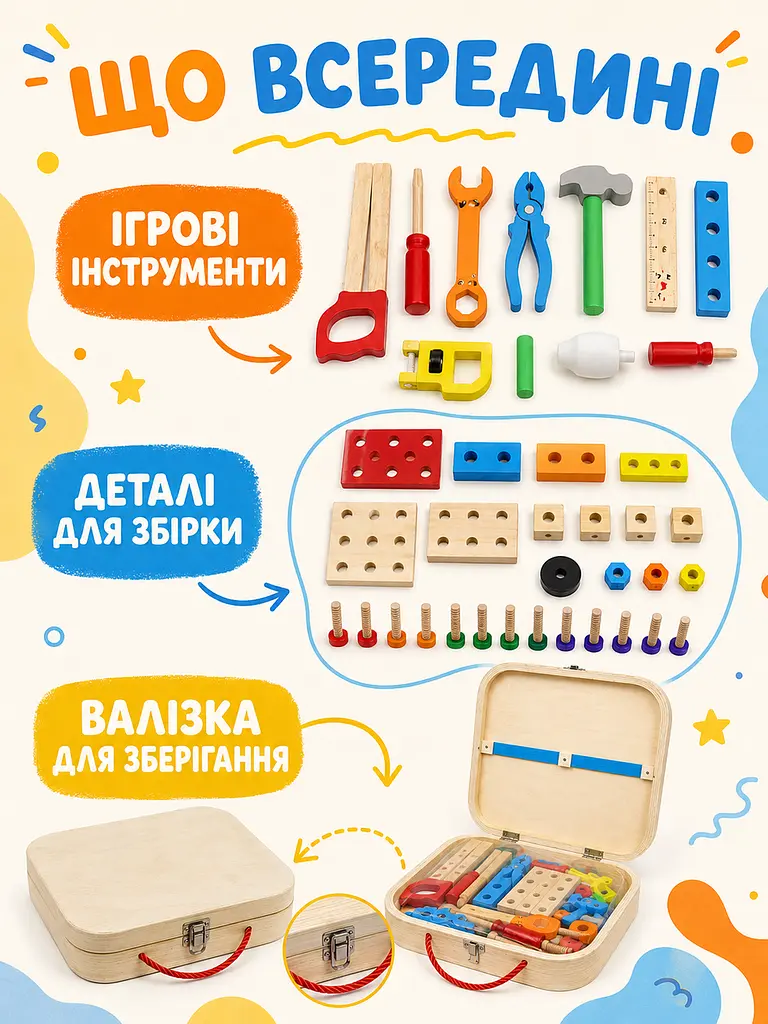 Дитячий конструктор іграшковий набір інструментів 50 деталей (49676000) - фото 7