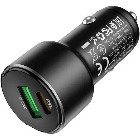 Автомобільний зарядний пристрій Hoco Z42 Display USB 20w Type-C 3.0A - фото 3