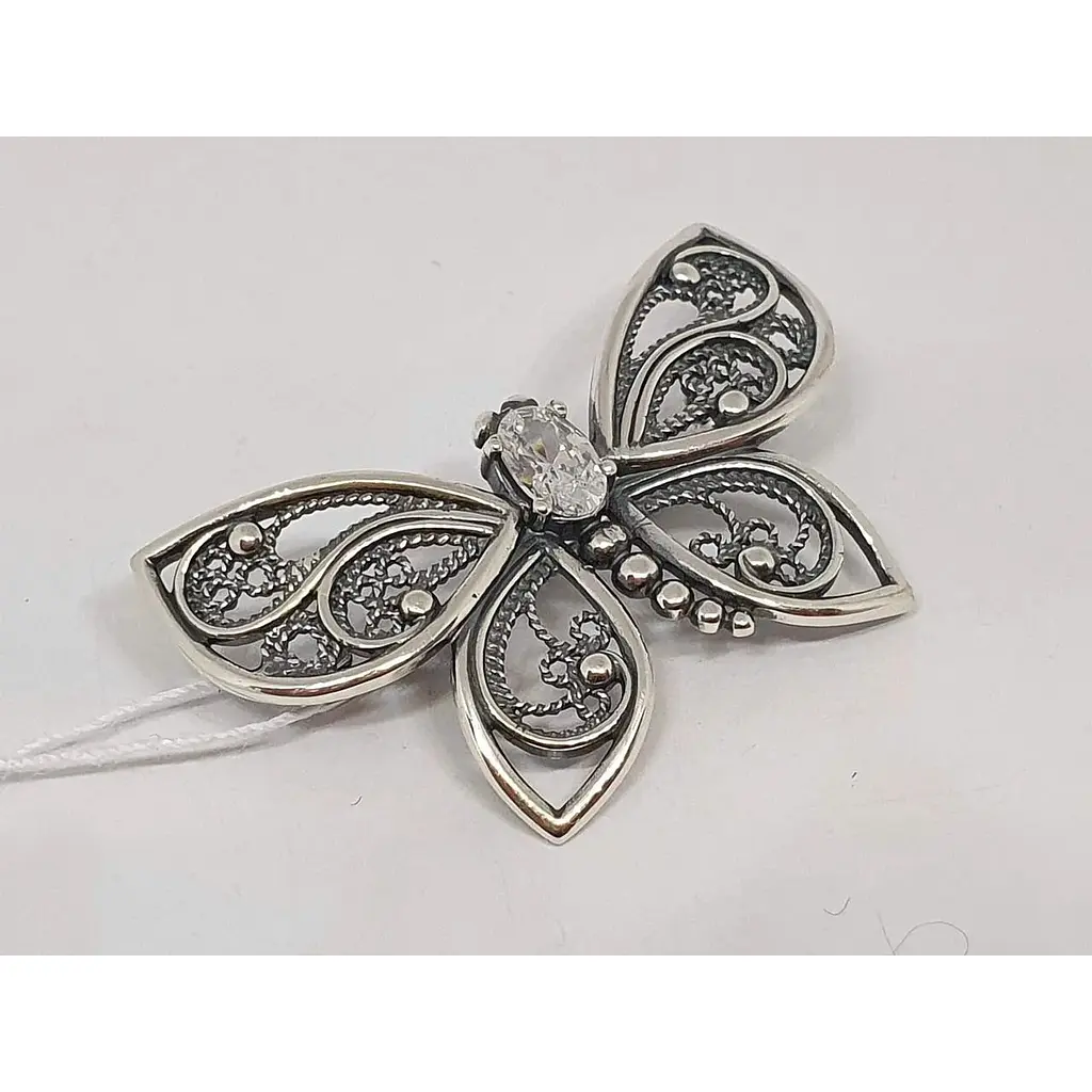 Срібна брошка Ірій Метелик з фіанітами. 9532 - фото 2