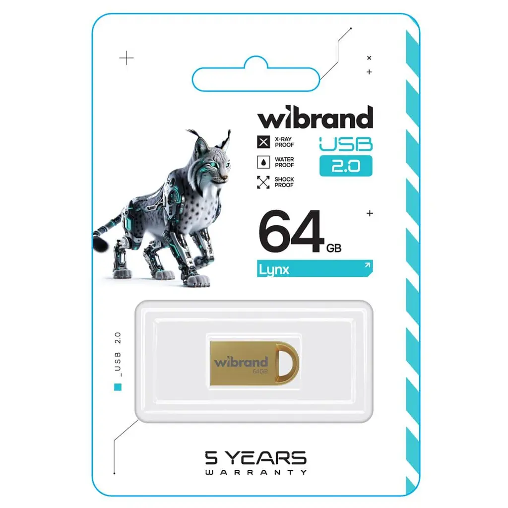 Flash Wibrand USB 2.0 Lynx 64Gb Gold - фото 2