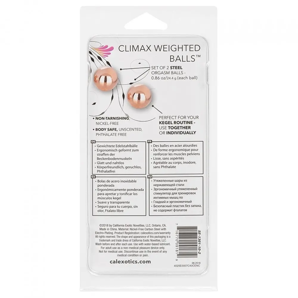 Вагинальные шарики CalExotics Climax Weighted Kegel Balls Nickel-Free Rose Gold - фото 4