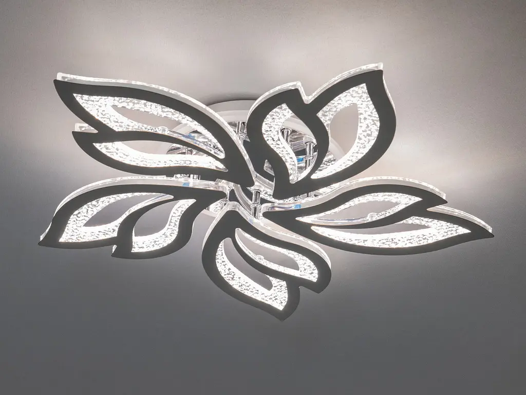 Люстра стельова LED Diasha 2455/5HR, 80W, 3200K-6500K, хром, сучасний стиль з пультом управління - фото 4