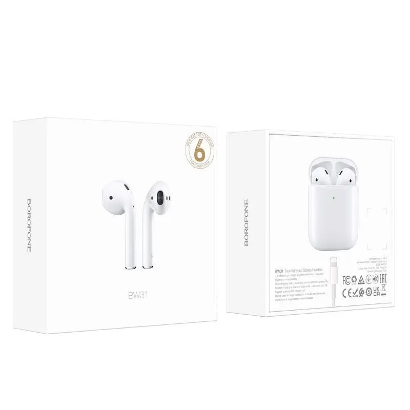 Наушники беспроводные Borofone BW31 True TWS White - фото 5