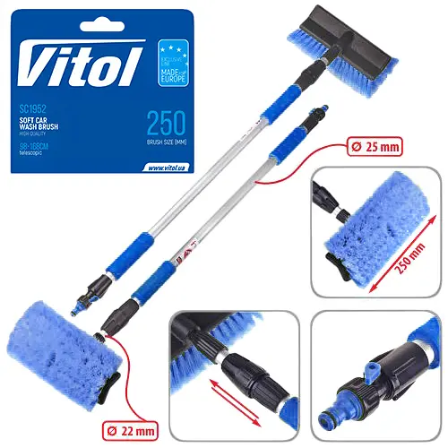 Щітка для миття авто з телескопічною ручкою Vitol 98-168 см (SC1952) - фото 2