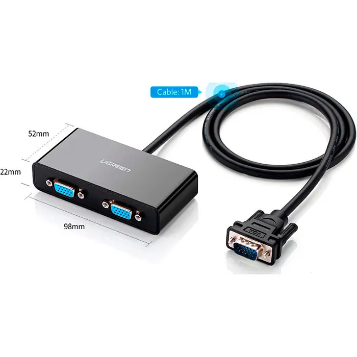 Спліттер - розгалуджувач - адаптер Ugreen VGA to 2xVGA Splitter MicroUSB Port (1 метр) (UGR-20918) - фото 3