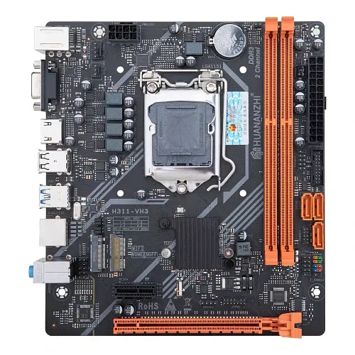 Материнская плата LGA1151, Huananzhi H311-VH, H110, 2xDDR3, Int.Video (CPU), 3xSATA3, 1xM.2, 1xPCI-E 3.0 x16, 1xPCI-E 2.0 x1, 1xM.2 (WiFi), Realtek 7.1, Realtek GLan, 4xUSB 3.0 / 4xUSB 2.0, VGA/HDMI, Micro ATX - фото 2