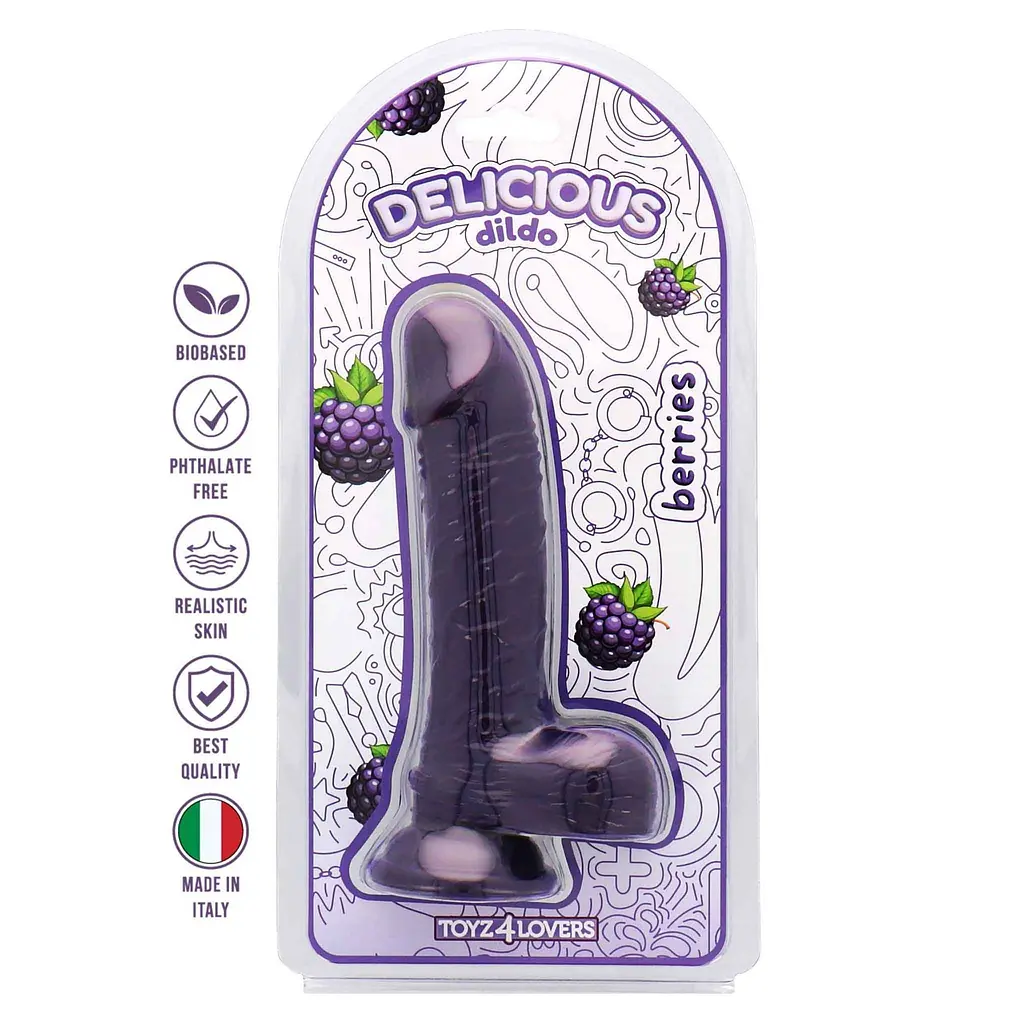 Фалоімітатор з ароматом ожини Toyz4lovers Delicious Dildo Berries, 18 см - фото 7