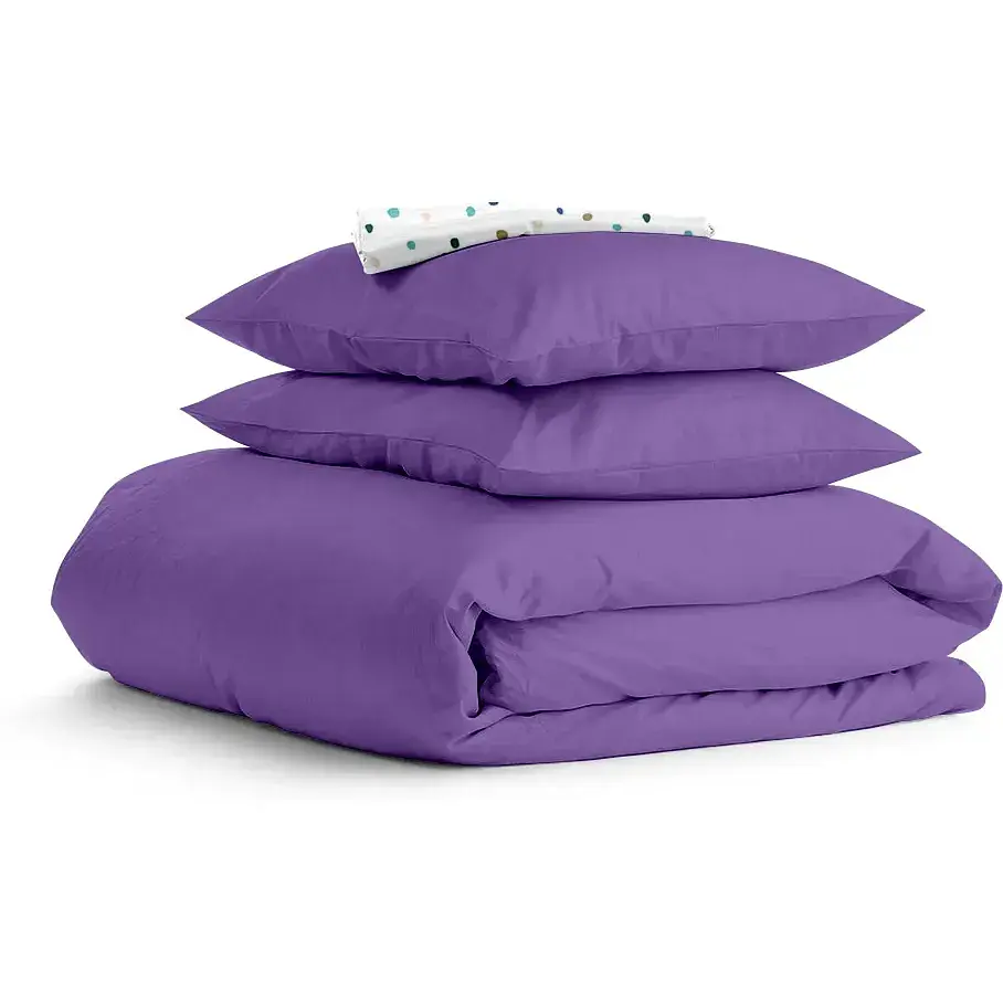 Комплект постільної білизни Cosas євро з простирадлом на резинці LAVENDER CS2 200 x 220 см (Ranfors48_PlumLight_El-ColorBlots_200)