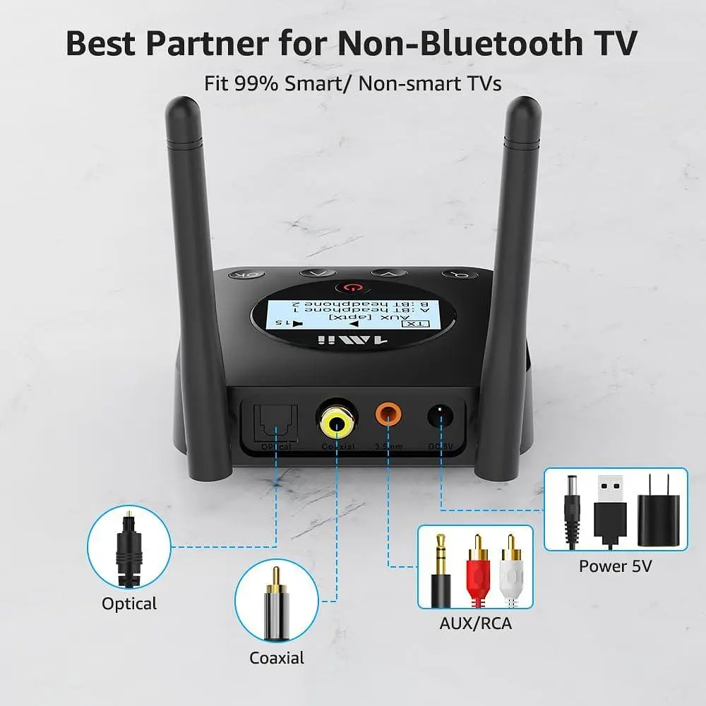 Bluetooth-передавач 1Mii B06TX+ 5.3 для ТВ і ПК, підтримка 2 навушників - фото 4