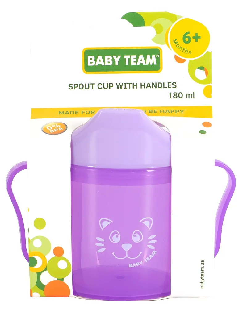 Поильник Baby Team со спаутом от 6 мес. 180 мл фиолетовый (5007_фиолетовый) - фото 3