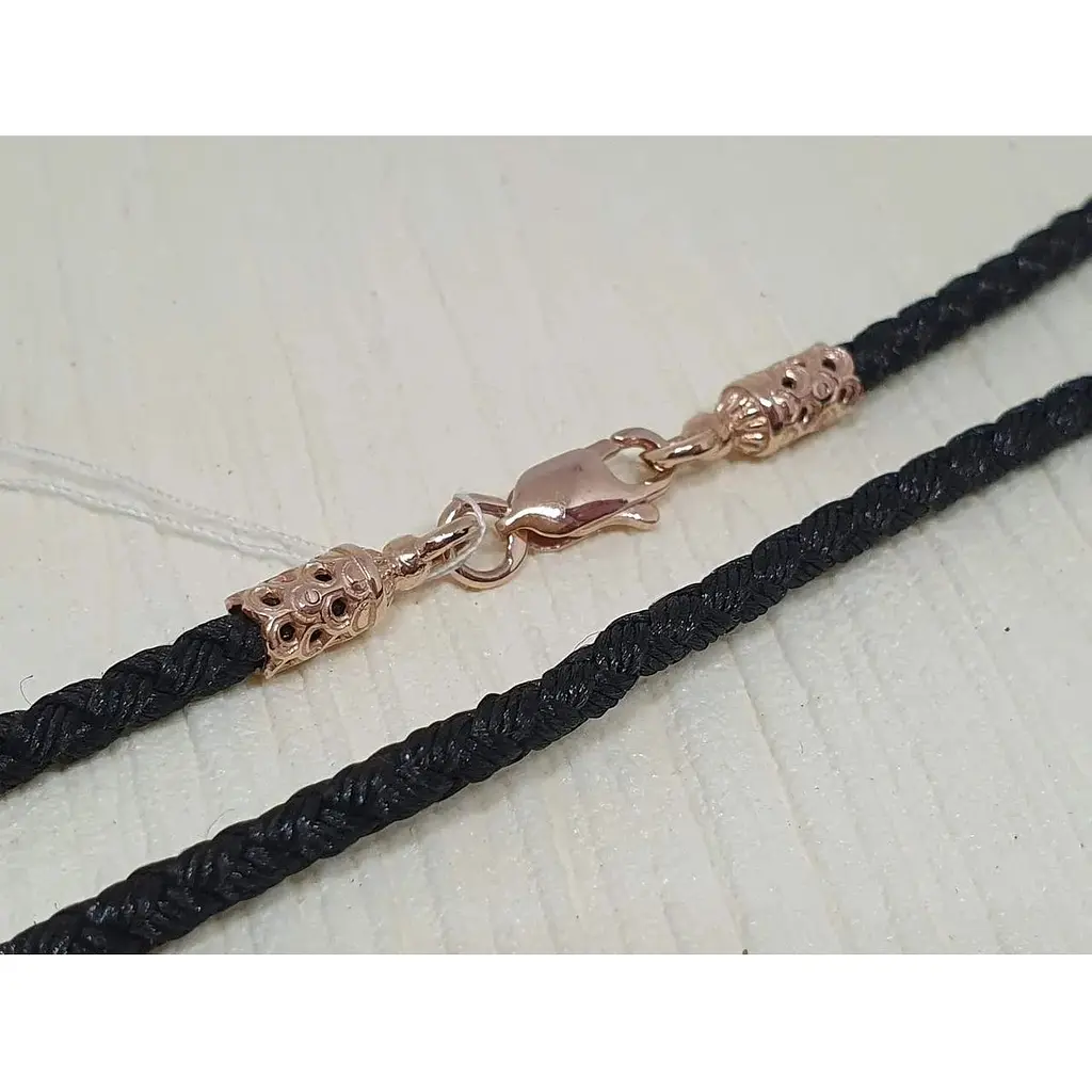 Ювелірний шовковий шнурок Golden Time з золотими вставками. Ц2013ШЧ1 60 - фото 2