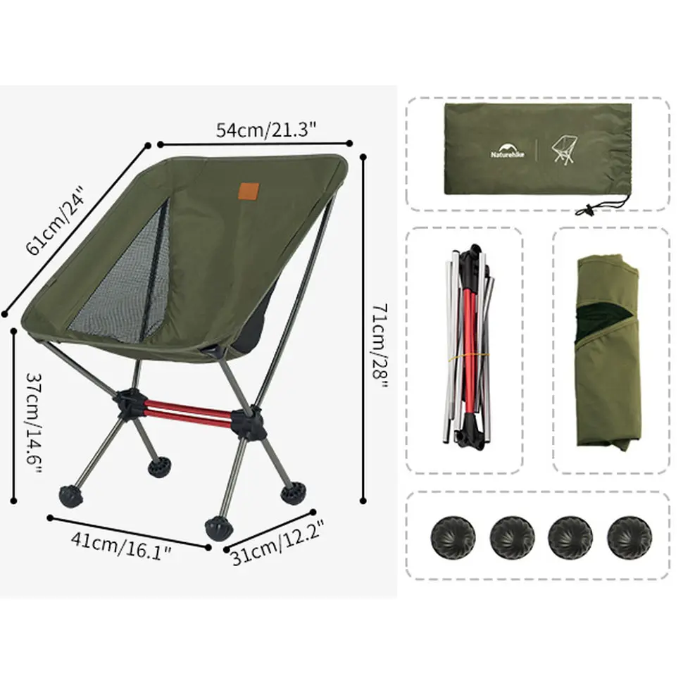 Стілець складаний ультралегкий Naturehike Stellaluna L01 CNK2350JJ017 оливковий - фото 2