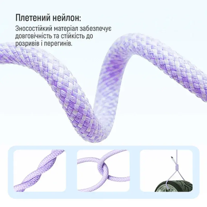 Дата кабель USB-C to USB-C 1.0m 60W 3.0А purple ColorWay (CW-CBPDCC061-PU) - фото 10