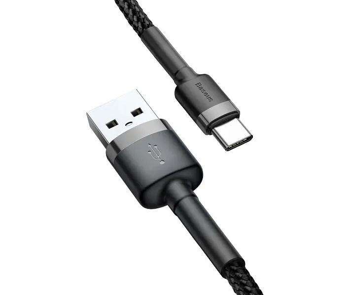 Кабель Baseus Cafule Cable USB for Type-C 3A 1 м Gray/Black (CATKLF-BG1) - фото 2