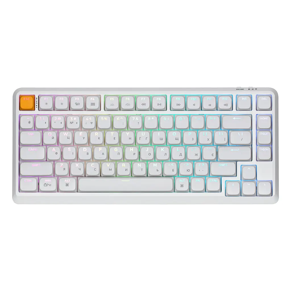 Клавіатура механічна J1 82Key, K pro Banana, WL/BT/USB-A, QMK, Hot-swap, EN/UKR, RGB, білий Keychron teh0013917 - фото 2