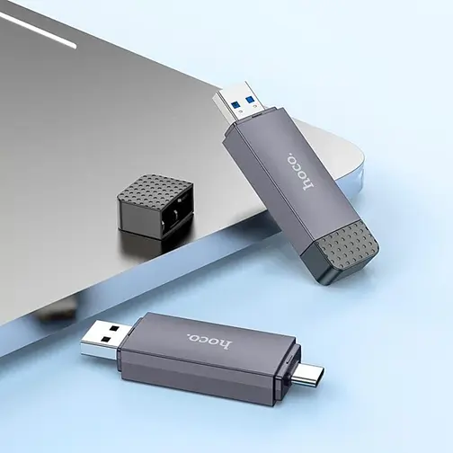 Кардрідер HOCO HB45 Spirit 2-in-1 USB 2.0 Type-C підтримка SD та MicroSD (TF) швидка передача даних Сірий - фото 3