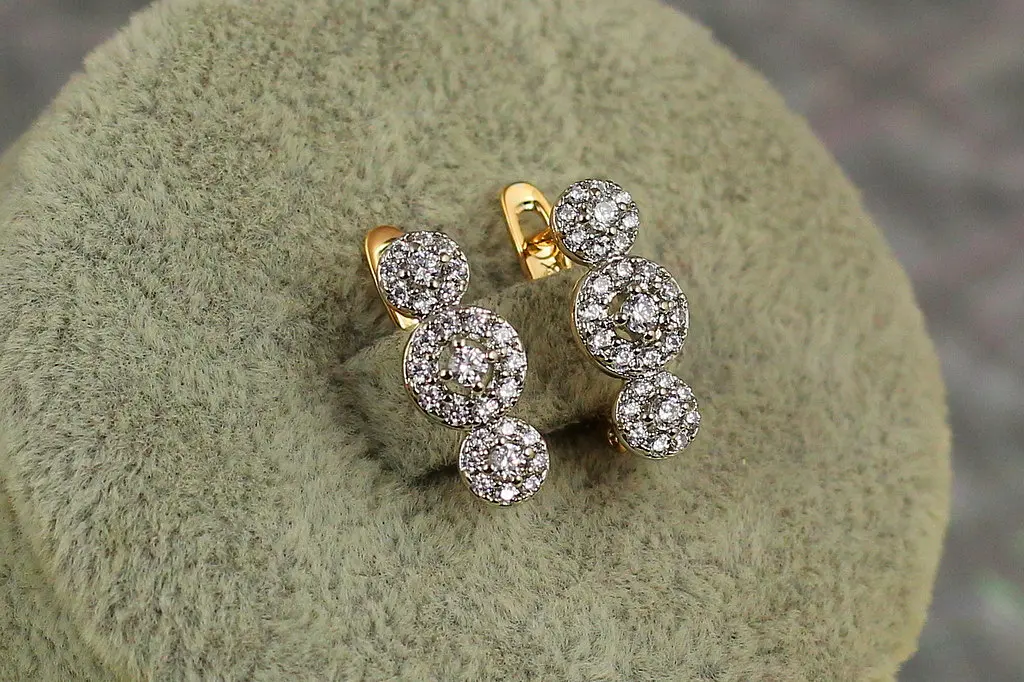 Сережки Xuping Jewelry Молекули з родієм1,5 см золотисті - фото 2
