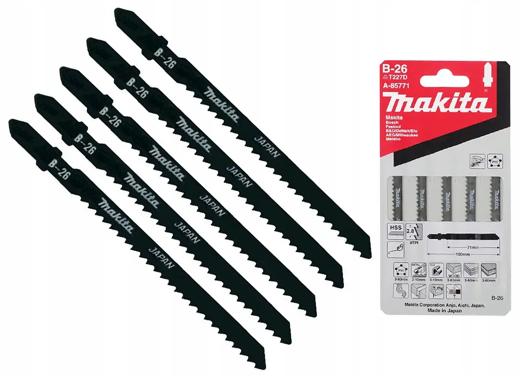 Набір полотен HSS для лобзика по металу Makita A-85771 (5 шт)