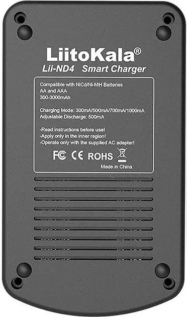 Зарядний пристрій універсальний LiitoKala Lii-ND4 (4 канали Ni-Mh / крона тестер 220 / 12V LED дисплей) - фото 2