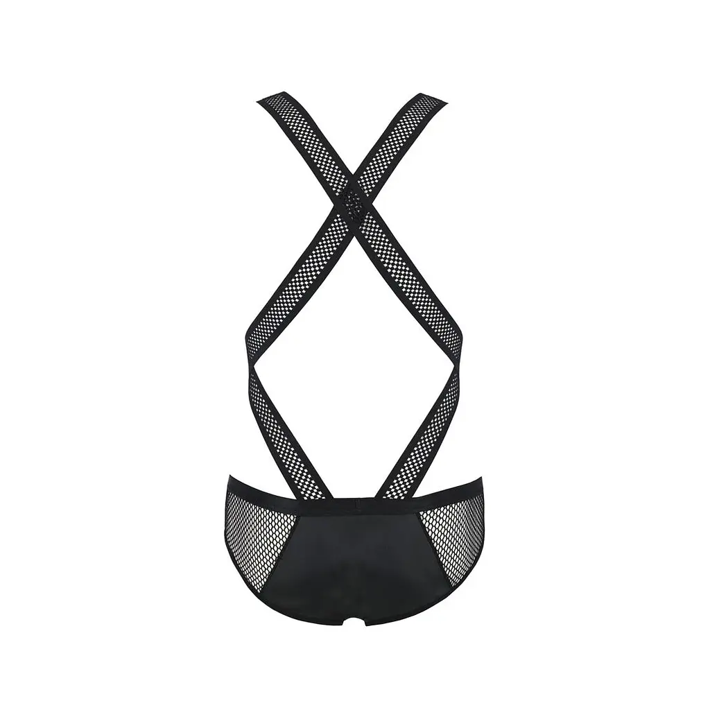 Чоловіче еротичне сітчасте боді Passion 045 VICTOR L/XL Black, екошкіра, сітка - фото 6