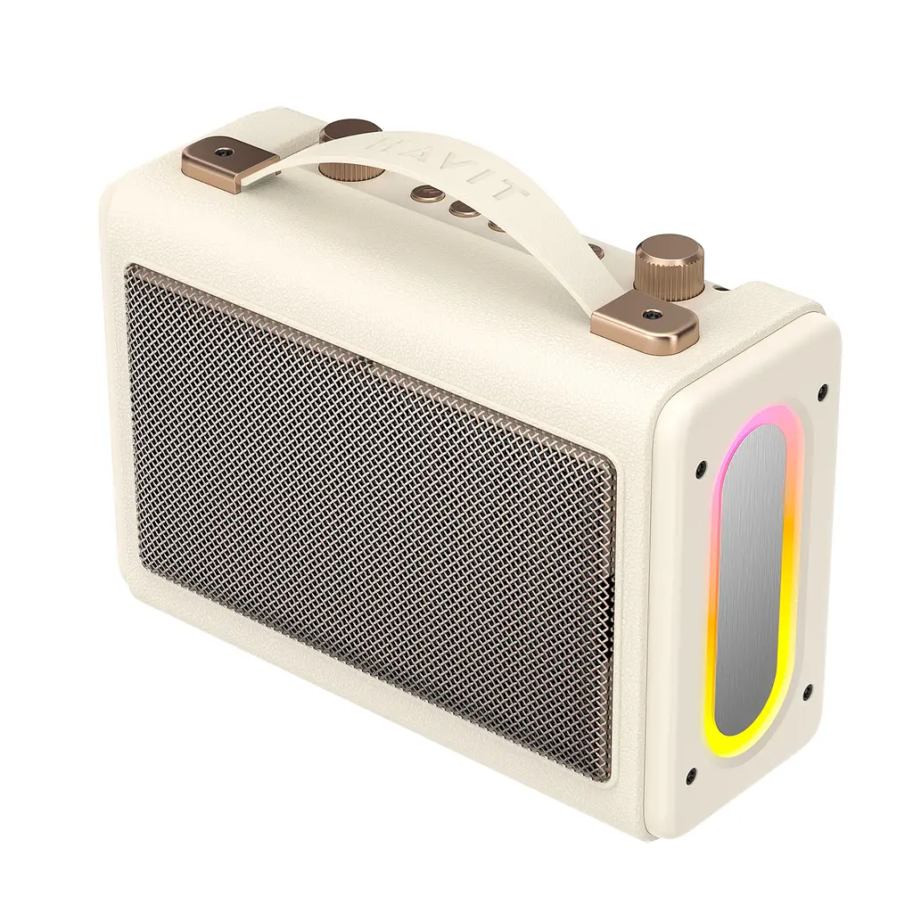 Портативна ретро колонка караоке HAVIT SK823BT 16W RGB Beige HAVIT (28308-000) - фото 5