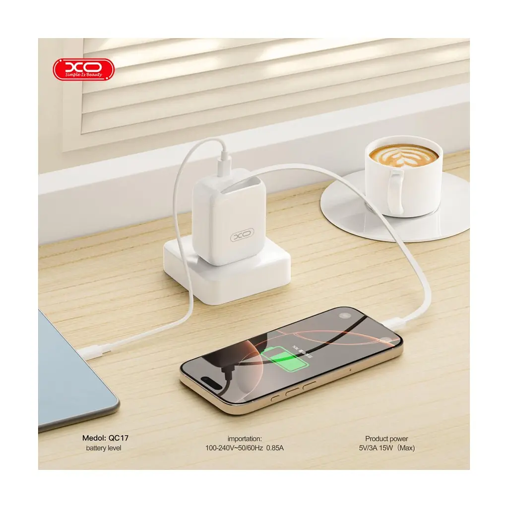 Зарядний пристрій XO 1xUSB-C PD30W GaN + cable USB-C to USB-C (XO-QC17) - фото 6