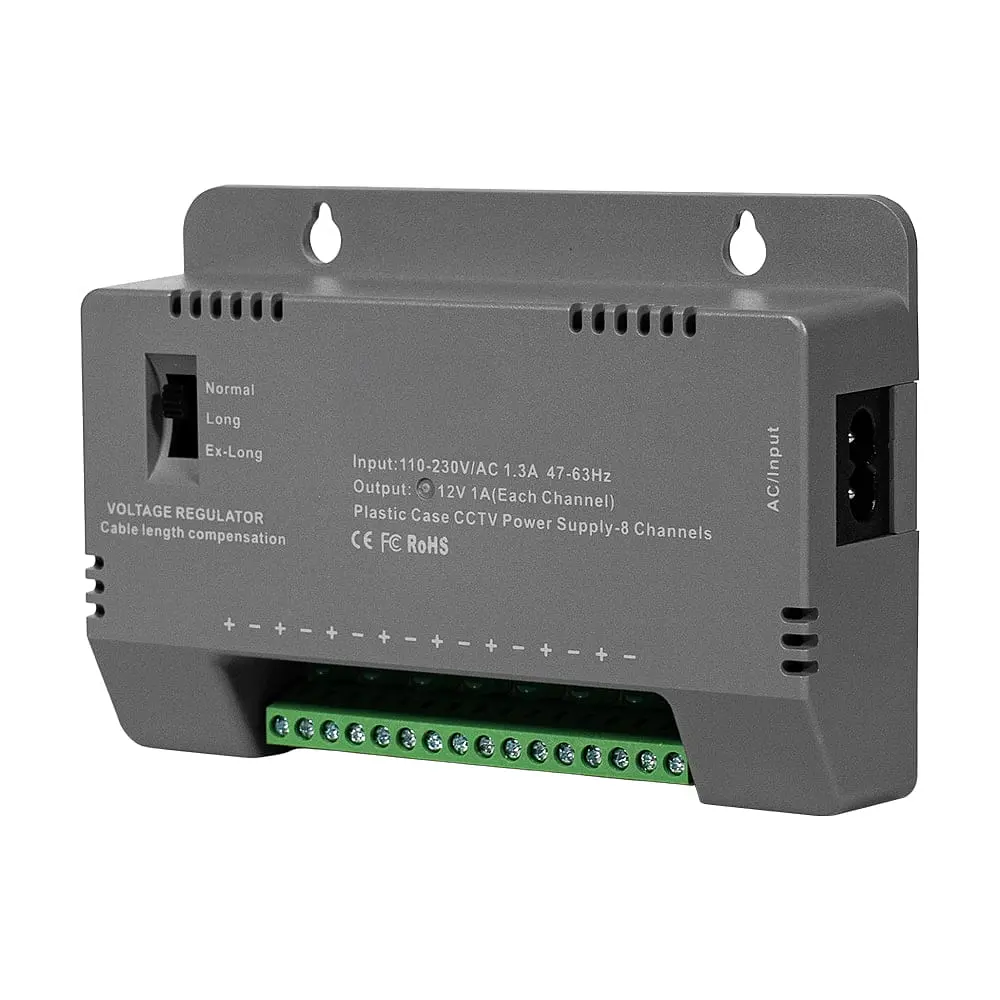 Блок живлення Kraft KRF-1208B (8CH) 96W, 8 каналів навантаження, 12V/1A на 1 канал, з регулятором напруги для компенсації довжини кабелю (43-00145) - фото 11