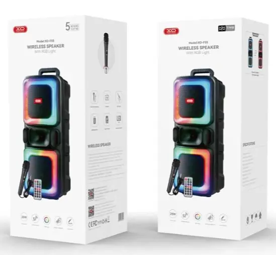 Портативная колонка XO F55 Boat Double 20W Bluetooth 5.0 RGB караоке микрофон + пульт - фото 4