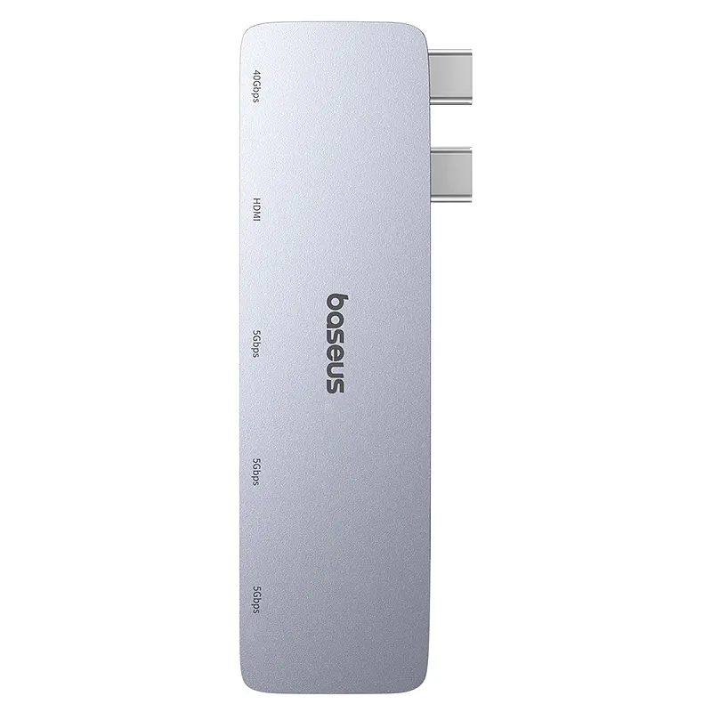 USB-хаб Baseus UltraJoy Series 5-Port HUB Space Grey (USB-C*2 to USB-C 40Gbps*1+HDMI 4K@30Hz*1+USB3.0*3） (B00052801811-04) - фото 3