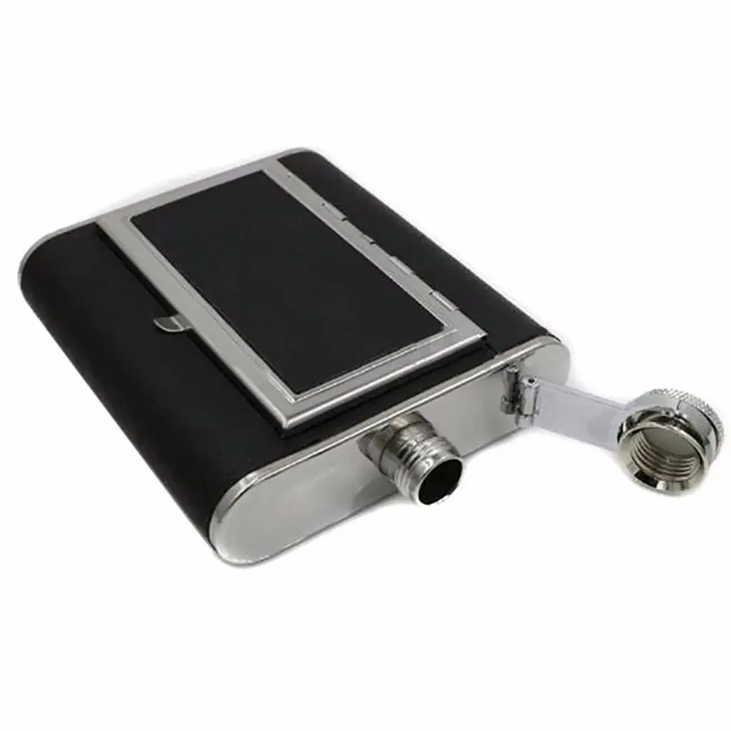 Портсигар фляжка з нержавіючої сталі на 6 сигарет та 142 мл AB-3 Black (15698) - фото 4