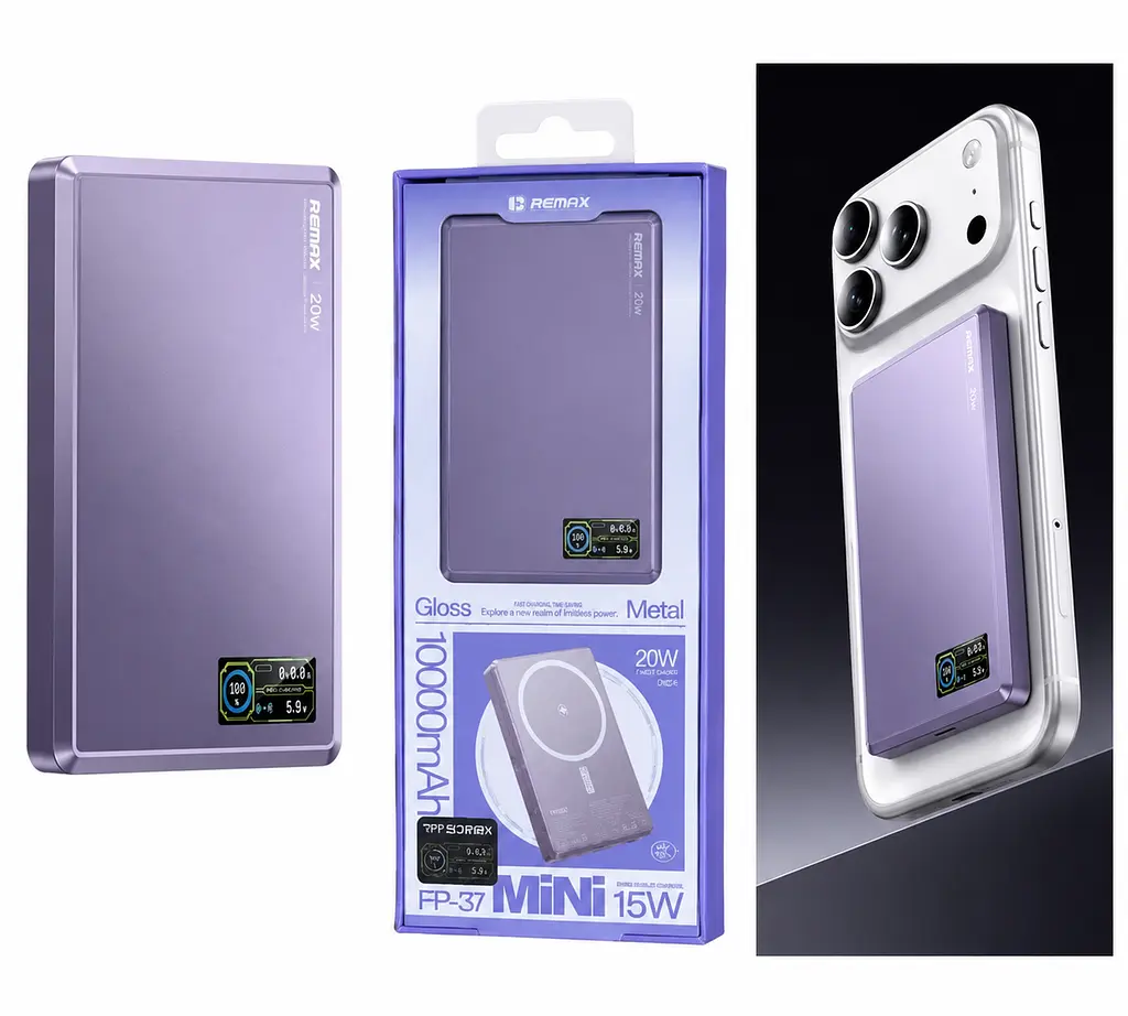 Повербанк Remax FP-37 10000mah 20W MagSafe Magnetic Wireless Power Bank Purple - фото 2