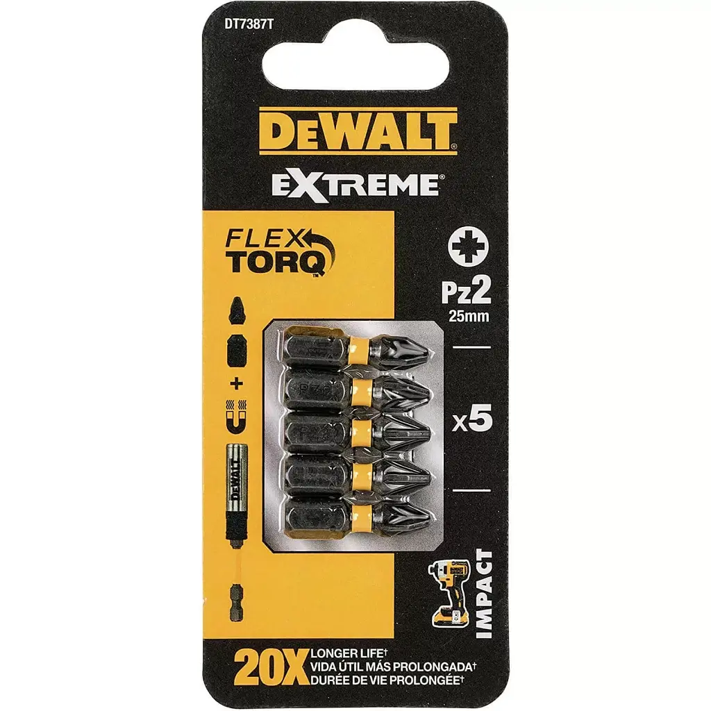 Набір біт DeWalt Impact Torsion ударні Pozidriv Pz2 L=25 мм 5 шт. (DT7387T) - фото 3