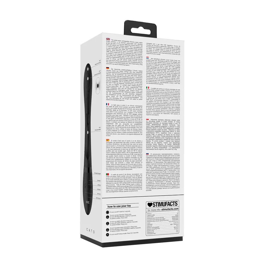 Вибратор-кролик Vive Cato 22 см (черный) - фото 22