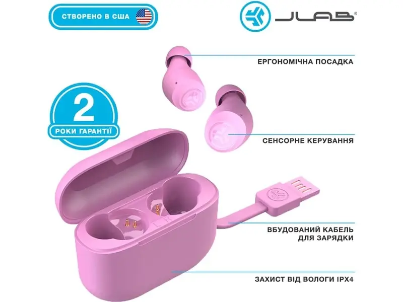 Навушники TWS JLAB Go Air Pop Pink (IEUEBGAIRPOPRPNK124) - фото 4
