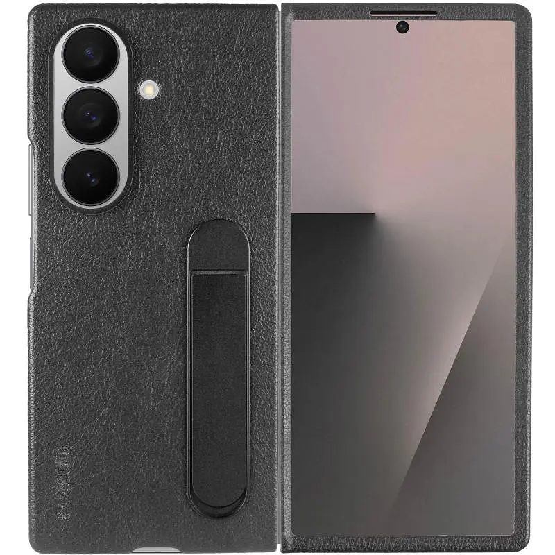 Кожаный чехол Leather Case (AAA) with stand для Samsung Galaxy Z Fold7 Black - фото 2
